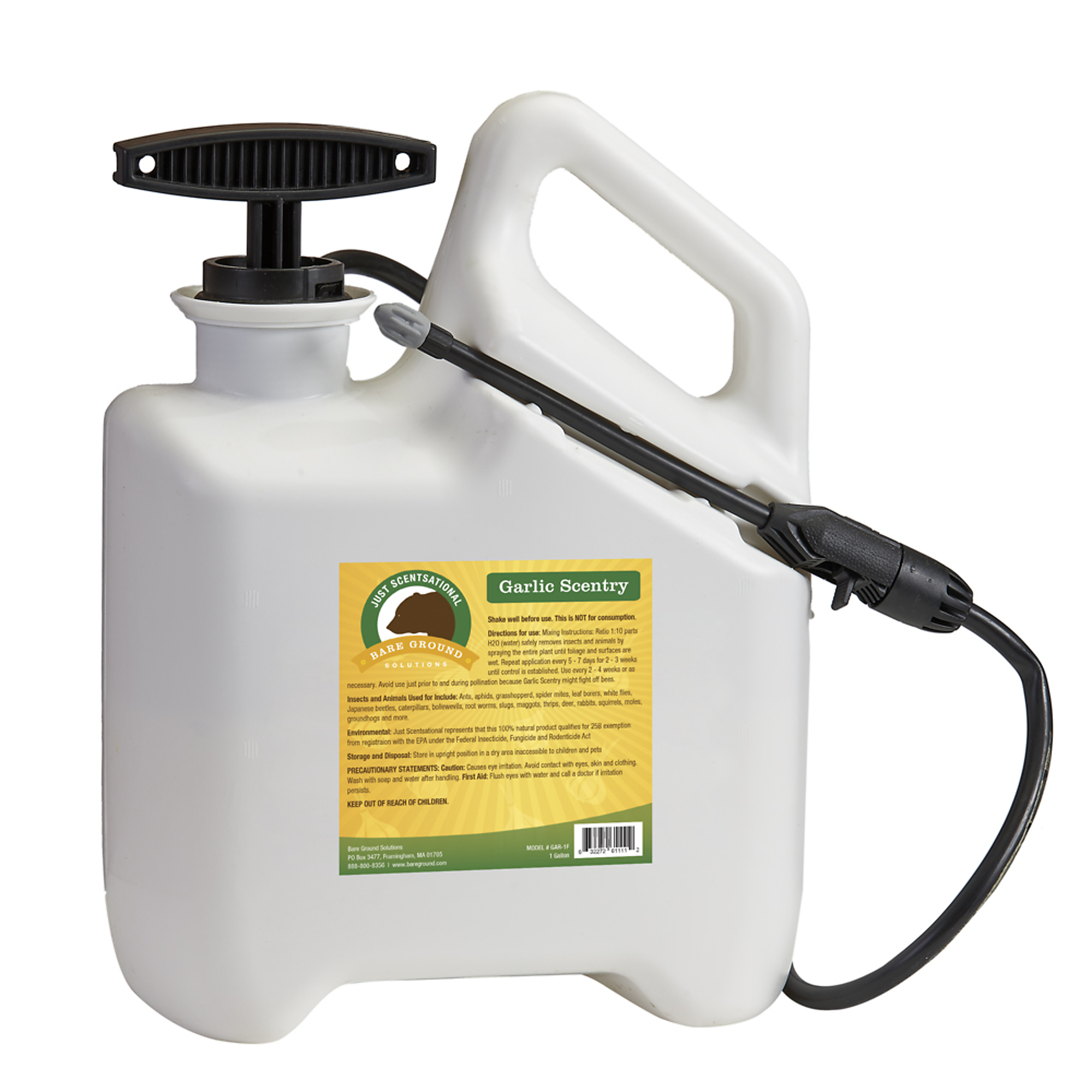 Bare Ground, 1 Garlic Container W/Sprayer for Pest Repellent, Model# GAR-1F